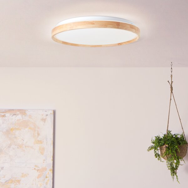 BRILLANTE plafoniera moderna a LED ALSON |Ø 48 cm con telecomando | in legno sostenibile| colore della luce regolabile | 30W 3300 lumen da 3000 a 6500 Kelvin | legno/metallo/plastica