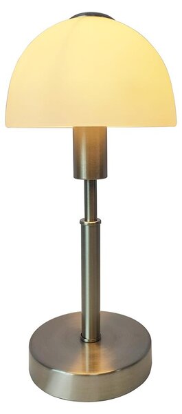 Lampada da comodino in vetro, modello Maiolo, finitura nickel, attacco E14