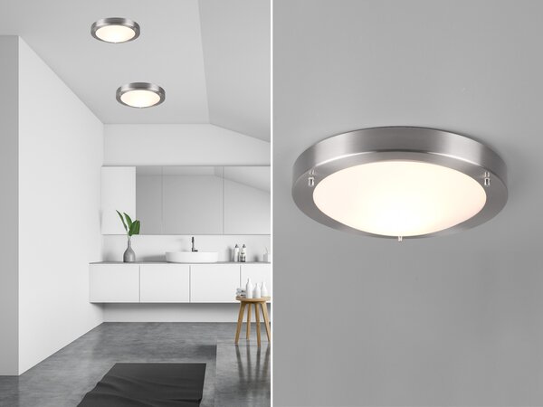 Plafoniera a LED argento Ø31,5 cm Lampade per bagno, ingresso WC ospiti