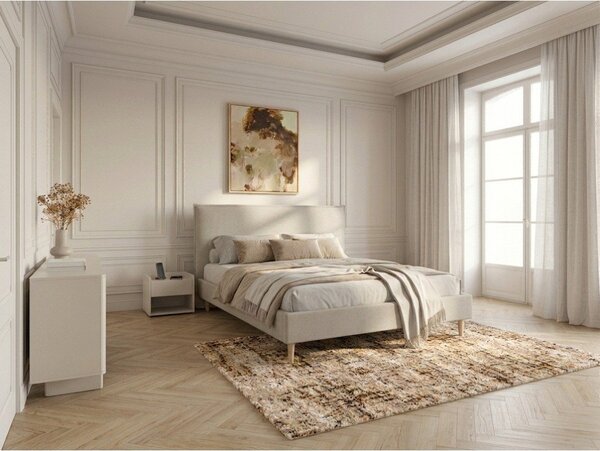 Letto matrimoniale imbottito beige con griglia 160x200 cm Sary - Bobochic Paris