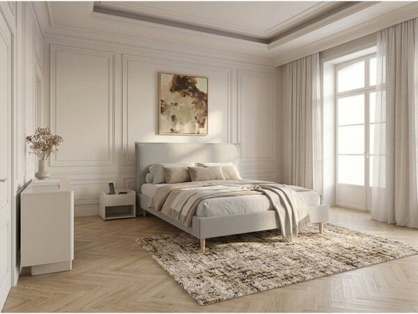 Letto matrimoniale imbottito beige con griglia 160x200 cm Sary - Bobochic Paris