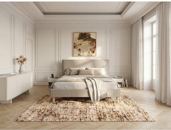 Letto matrimoniale imbottito beige con griglia 160x200 cm Sary - Bobochic Paris
