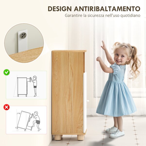 HOMCOM Mobiletto Bagno Salvaspazio con Armadietto a 2 Ripiani e Vano Aperto, 30x30x79.7 cm, Bianco e Legno | Aosom Italy