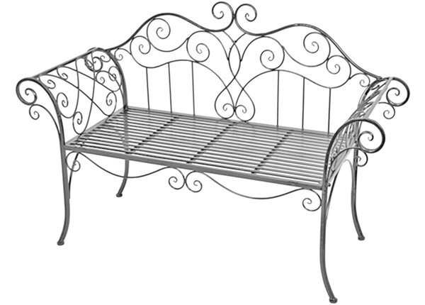 Panca da giardino nostalgica in ferro da 143 cm, grigio antico