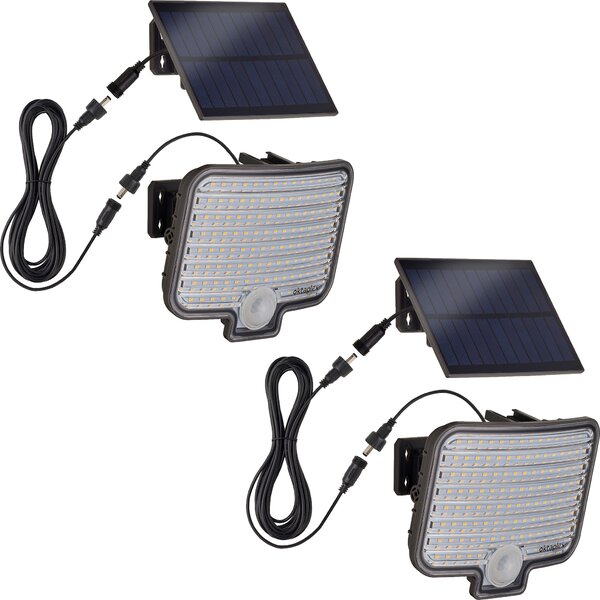 2x Oktaplex faretto solare da esterno con rilevatore di movimento IP44 lampada solare per esterni antracite