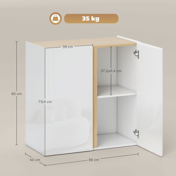 HOMCOM Credenza, Sideboard con ante Soft-Close, ripiano adattabile, per Soggiorno, Cucina, Sala da Pranzo, Bianco | Aosom Italy
