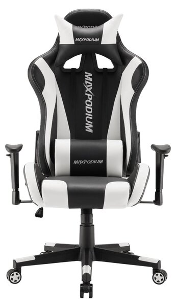 MaxPodium Skilled: sedia da gioco ergonomica, colore bianco, con cuscini, capacità di carico 150 kg