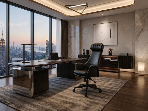 Sedia da ufficio direzionale, design moderno, colore nero, mobili per ufficio