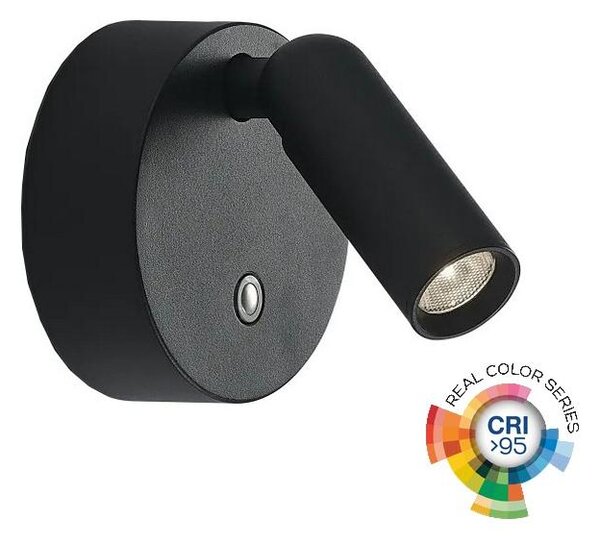 Ideal Lux - Faretto da parete LED ricaricabile e dimmerabile BEAN LED/3W/5V CRI 95 nero
