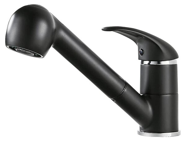 Miscelatore da cucina, con funzione spray estraibile, struttura robusta in ottone, colore nero