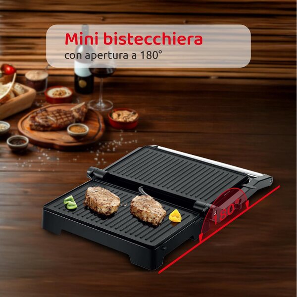 Melchioni Bistecchiera elettrica Doppia Piastra Antiaderente Potenza 1000 Watt - BURGER