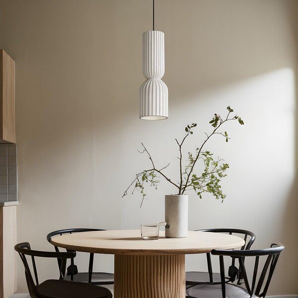 Lampada a sospensione scanalata BALERA bianco-nera 1xE27x40W Vetroceramica / gesso dimensioni: 120x12,5x12,5 cm IP20 Light Prestige