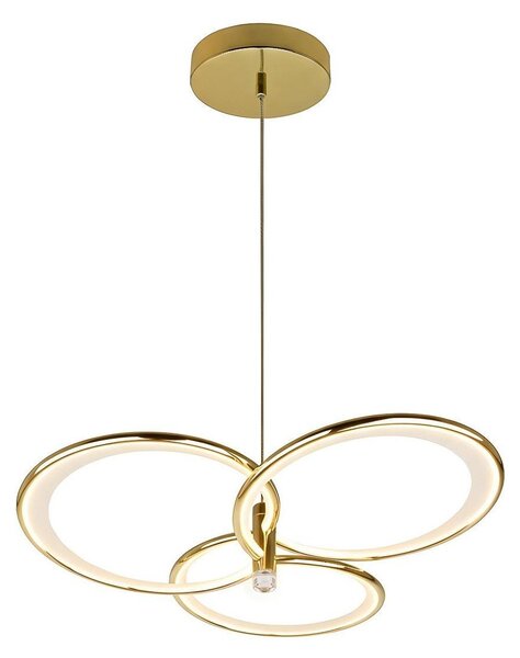 Lampada a sospensione LED a tre anelli AZINA oro-bianca 30W, luce bianca regolabile 2000 lm, metallo, dimensioni: 130x59x59 cm, IP20, Light Prestige