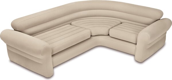 Divano angolare gonfiabile per quattro persone, beige, INTEX 68575, dimensioni 257x203x76 cm