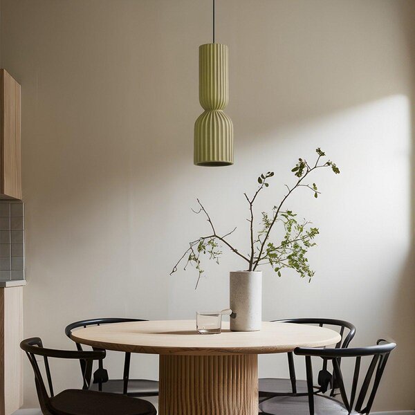 Lampada a sospensione scanalata BALERA verde 1xE27x40W Vetroceramica / gesso dimensioni: 120x12,5x12,5 cm IP20 Light Prestige