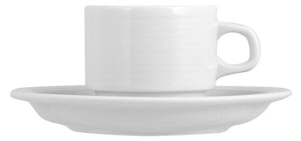 Set 6 tazze caffè con piattino Firenze in porcellana bianca cc 80