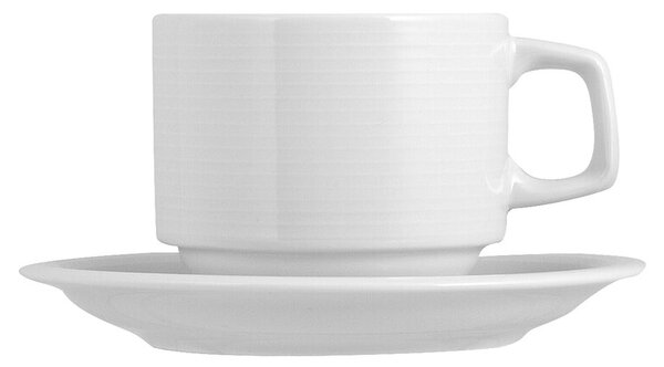 Set 6 tazze colazione con piattino Firenze in porcellana bianca cc 280
