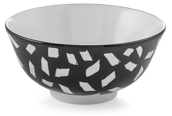 Set 6 coppette con piede Emporium in porcellana decorata nero cm 16