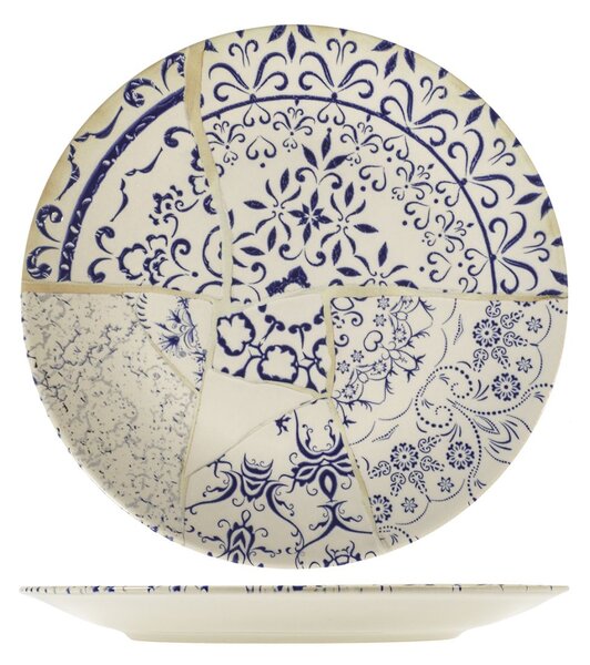 Set 12 piatti piani Alyssa in stoneware decorato mosaico cm 25