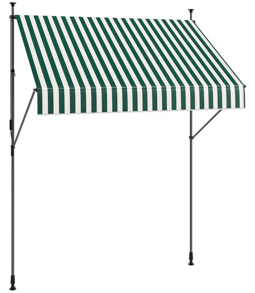 Outsunny Tenda da Sole con Supporti Regolabili e Manovella, in Alluminio, Metallo e Poliestere, 2x1.2 m, Verde e Bianco | Aosom Italy