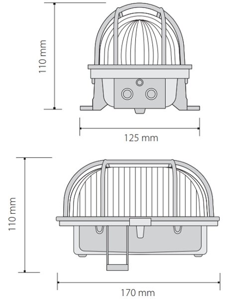Plafoniera da esterno OVAL 1xE27/60W/230V IP44 grigio
