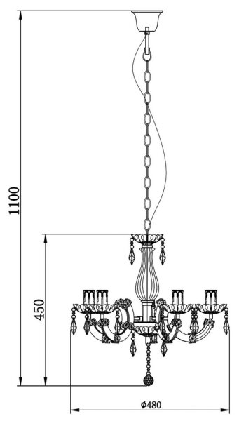 Zuma Line RLD94016-5A - Lampadario su catena MAGNOLIA 5xE14/40W/230V