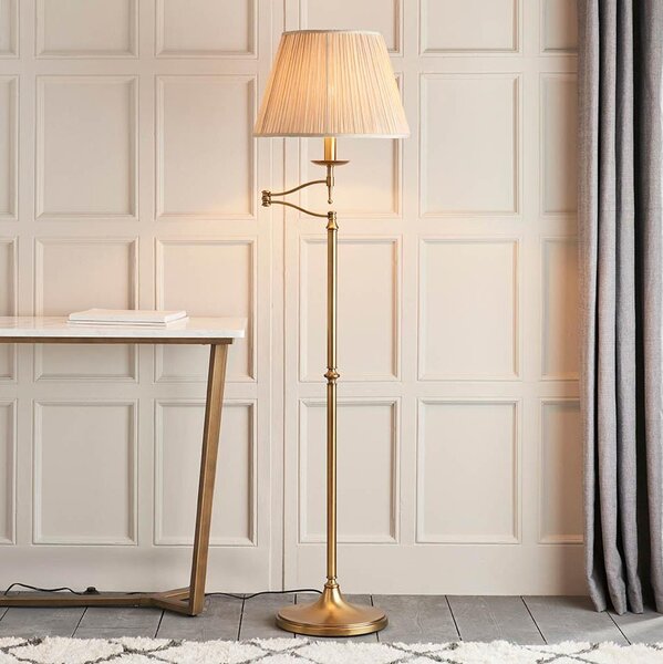 Endon 63621 - Lampada da terra STANFORD 1xE27/60W/230V ottone/beige