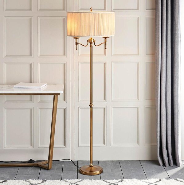Endon 63620 - Lampada da terra STANFORD 2xE14/40W/230V ottone/beige