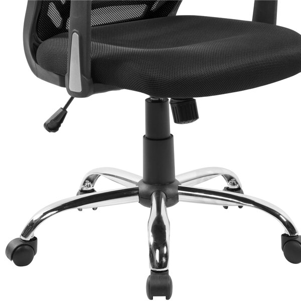 Sedia operativa con braccioli Rivestimento in tessuto nero e rete tecnica traspirante colore blu MIAMI 60x59x h 93 max 103 cm nero, per casa ed ufficio