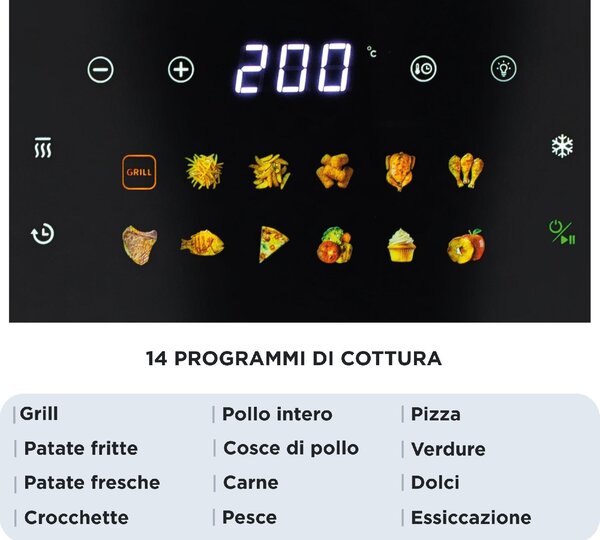 Ariete Friggitrice ad Aria 10 Litri Potenza 2100 Watt con Doppia Resistenza e 14 Programmi colore Nero - 00C464211AR0