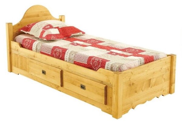 Letto singolo rustico con cuore e 2 CASSETTI - LM-C164A1 SINGOLO