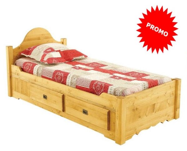 Letto singolo rustico con cuore e 2 CASSETTI - LM-C164A1 PROMO