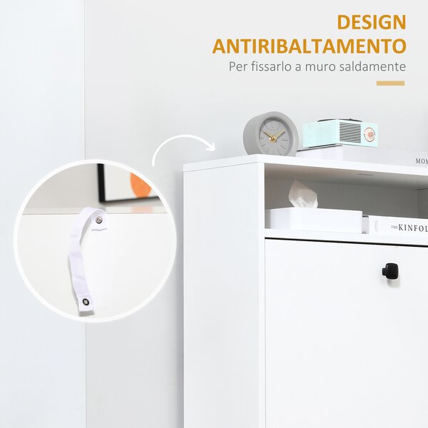 HOMCOM Scarpiera Slim 3 Cassetti per 18 Paia di Scarpe Rovere | Aosom Italy