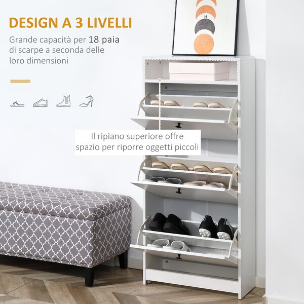 HOMCOM Scarpiera in MDF e plastica nera 60x26cx124 cm | Leroy