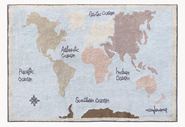 Tappeto per bambini in cotone lavabile Vintage Map, fatto a mano