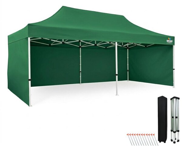 Tenda da giardino 3x6, gazebo pieghevole impermeabile 330 g/m², struttura in acciaio + 3 pareti