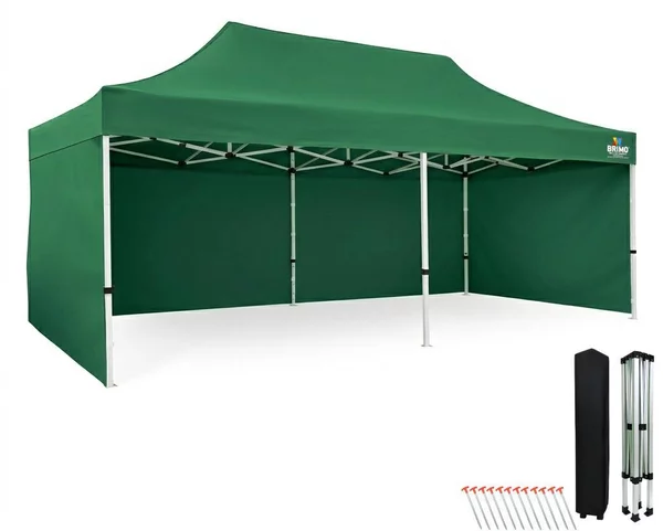 Tenda da giardino 3x6, gazebo pieghevole impermeabile 330 g/m², struttura in acciaio + 3 pareti