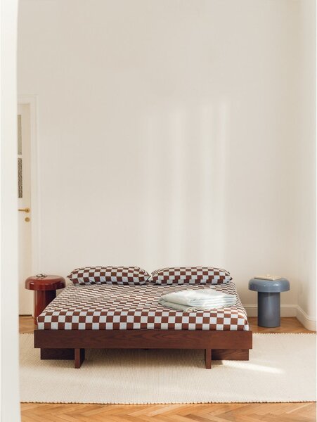 Copripiumino azzurro/marrone in raso di cotone per letto singolo 140x200 cm Plu – noo.ma