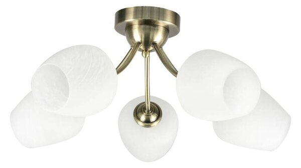 Lampadario a plafone ZINA 5xE27/40W/230V ottone/bianco