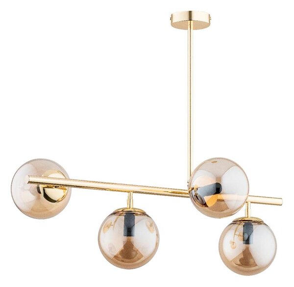 Lampadario a sospensione con supporto rigido LUNGO 4xE14/10W/230V oro