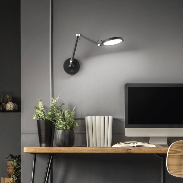 Fabas Luce Applique da parete a LED Regina, dimmerabile, Nero, Camera da letto, Metallo, Moderno, Applique a LED
