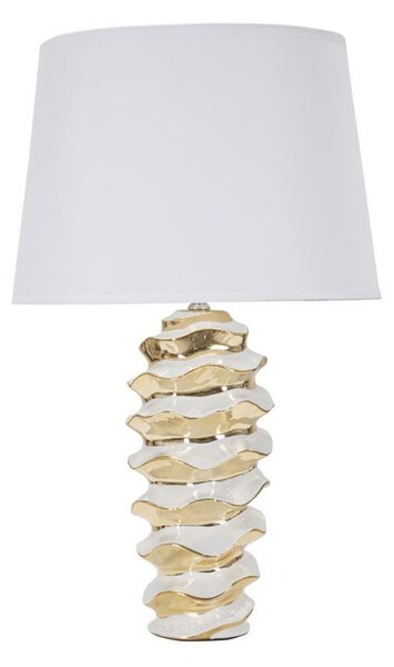 Lampada da tavolo bianca/dorata in ceramica con paralume in tessuto (altezza totale 53 cm) Glam Space – Mauro Ferretti