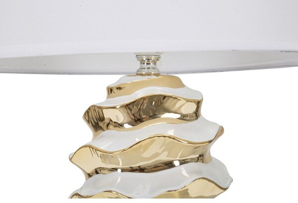 Lampada da tavolo bianca/dorata in ceramica con paralume in tessuto (altezza totale 53 cm) Glam Space – Mauro Ferretti