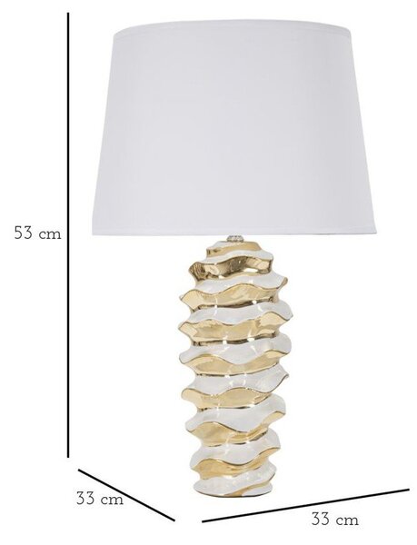 Lampada da tavolo bianca/dorata in ceramica con paralume in tessuto (altezza totale 53 cm) Glam Space – Mauro Ferretti