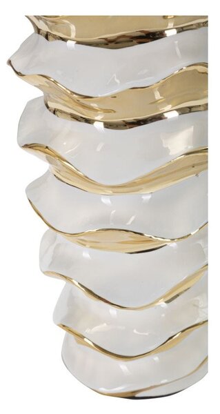 Lampada da tavolo bianca/dorata in ceramica con paralume in tessuto (altezza totale 53 cm) Glam Space – Mauro Ferretti