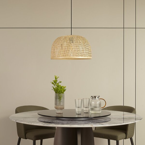 Lampada a sospensione Lindby, Dabila, dimmerabile, Legno, Soggiorno, Bambù, Boho