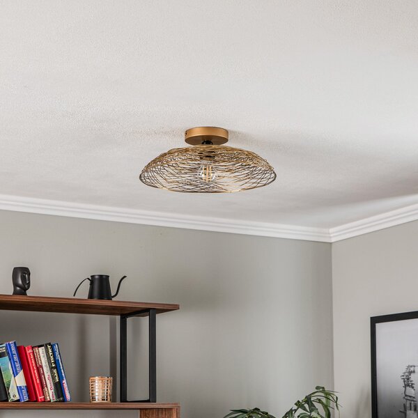 Plafoniera Lindby, Thorian, dimmerabile, Dorato / Ottone, Soggiorno, Metallo, Design