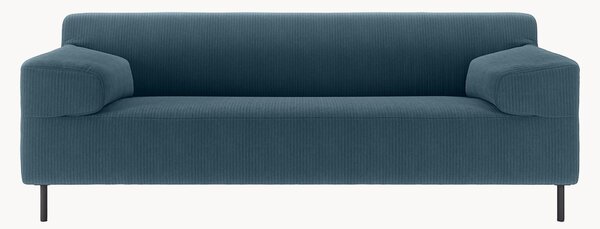 Divano 2 posti in velluto a coste blu navy/nero freistil180, larg. 202 cm