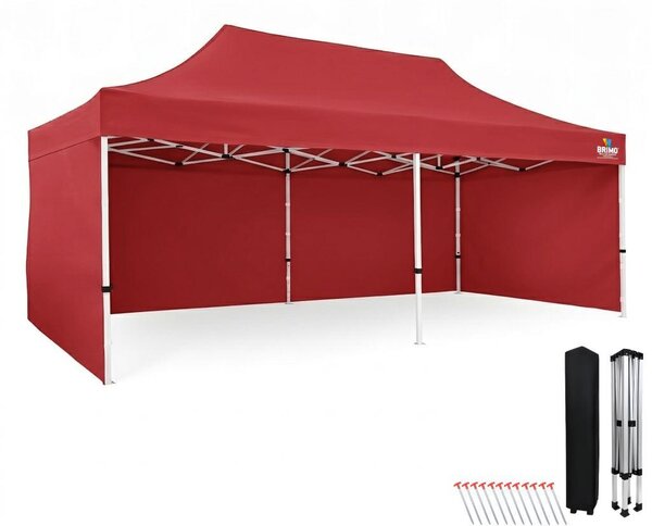 Gazebo pieghevole 3x6, tenda impermeabile a montaggio rapido 330 g/m², struttura in acciaio + 3 pareti