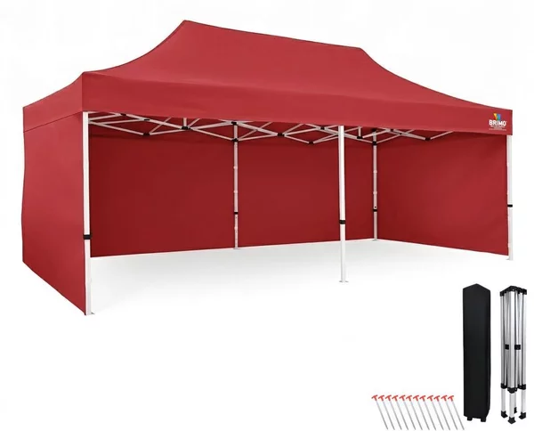 Gazebo pieghevole 3x6, tenda impermeabile a montaggio rapido 330 g/m², struttura in acciaio + 3 pareti